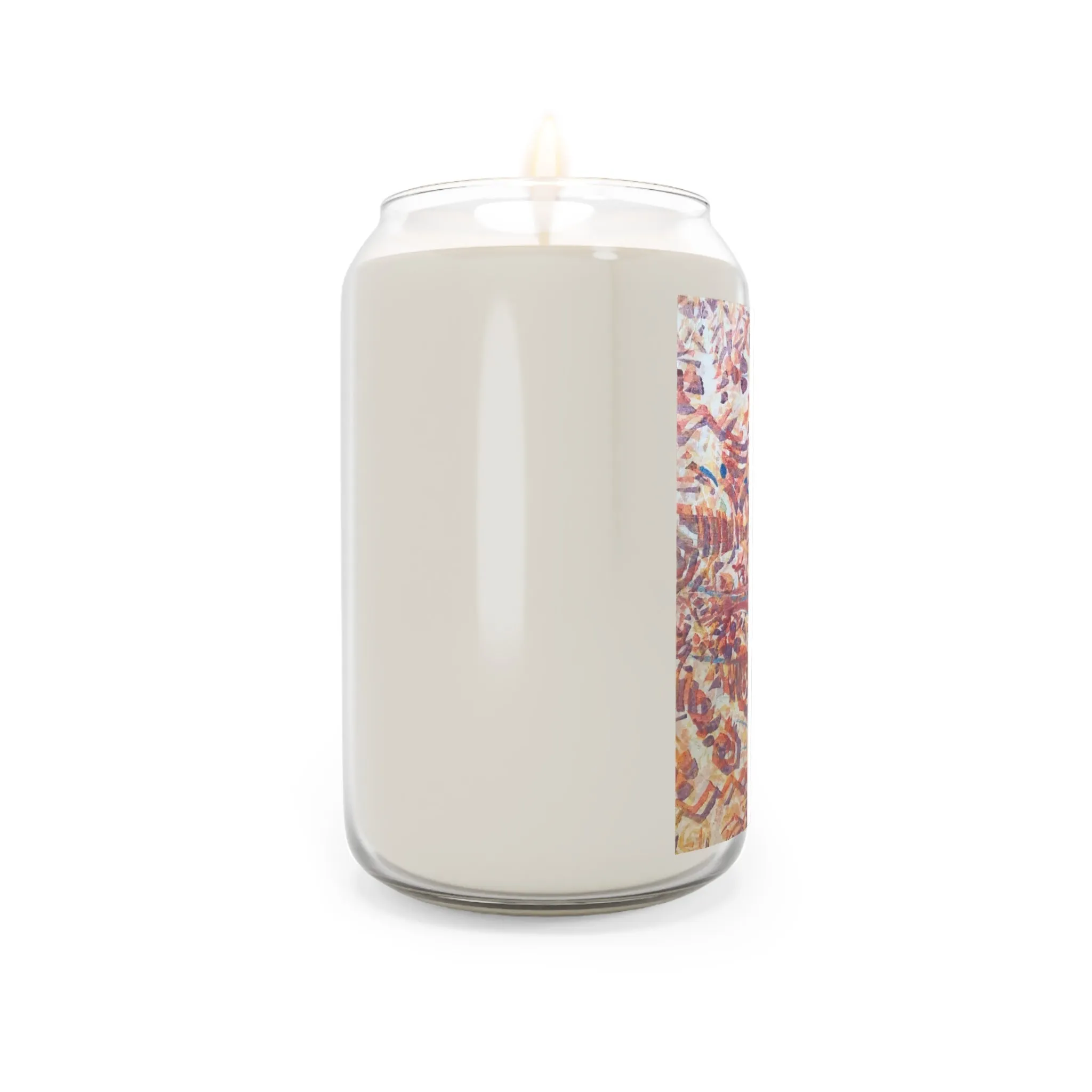 13.75oz Eco-Friendly Scented or Unscented Soy Wax Candle Jar with 'Abstract Fusion' Abstract Artwork by American Artist Barbara Cleary