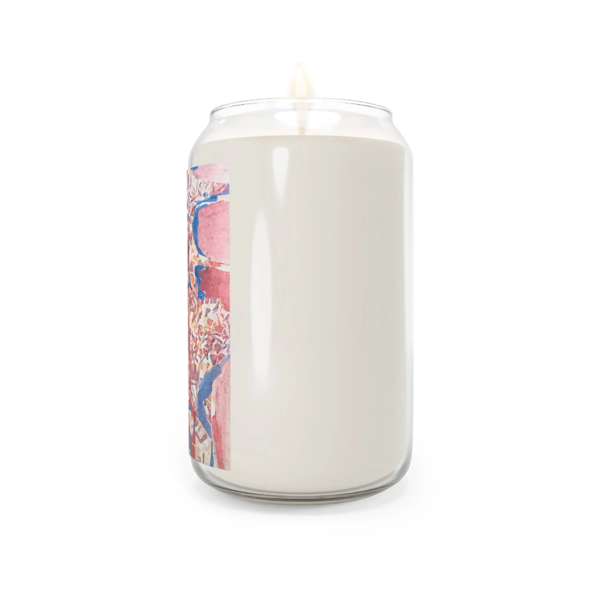 13.75oz Eco-Friendly Scented or Unscented Soy Wax Candle Jar with 'Abstract Fusion' Abstract Artwork by American Artist Barbara Cleary