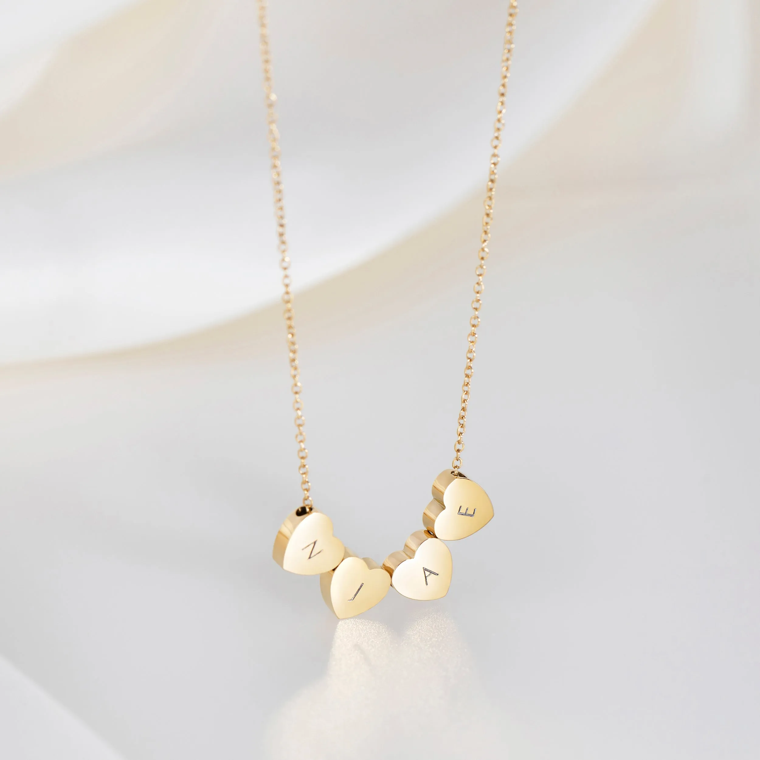 Amo Heart Quadruple Bead Necklace in Gold