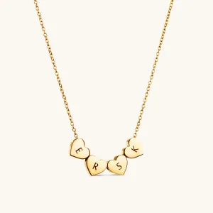 Amo Heart Quadruple Bead Necklace in Gold