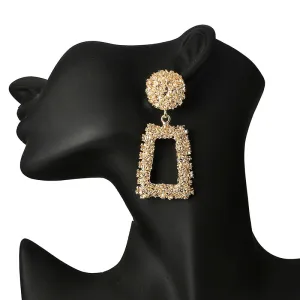 Big Vintage Indian Earrings Women Silver Gold Color Geometric Statement Earings Za Metal T-Show Brand Bohemian Jewelry