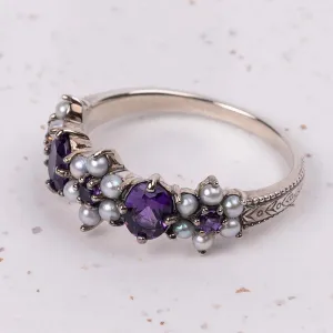 Charlotte Ring - Amethyst and Freshwater Pearl
