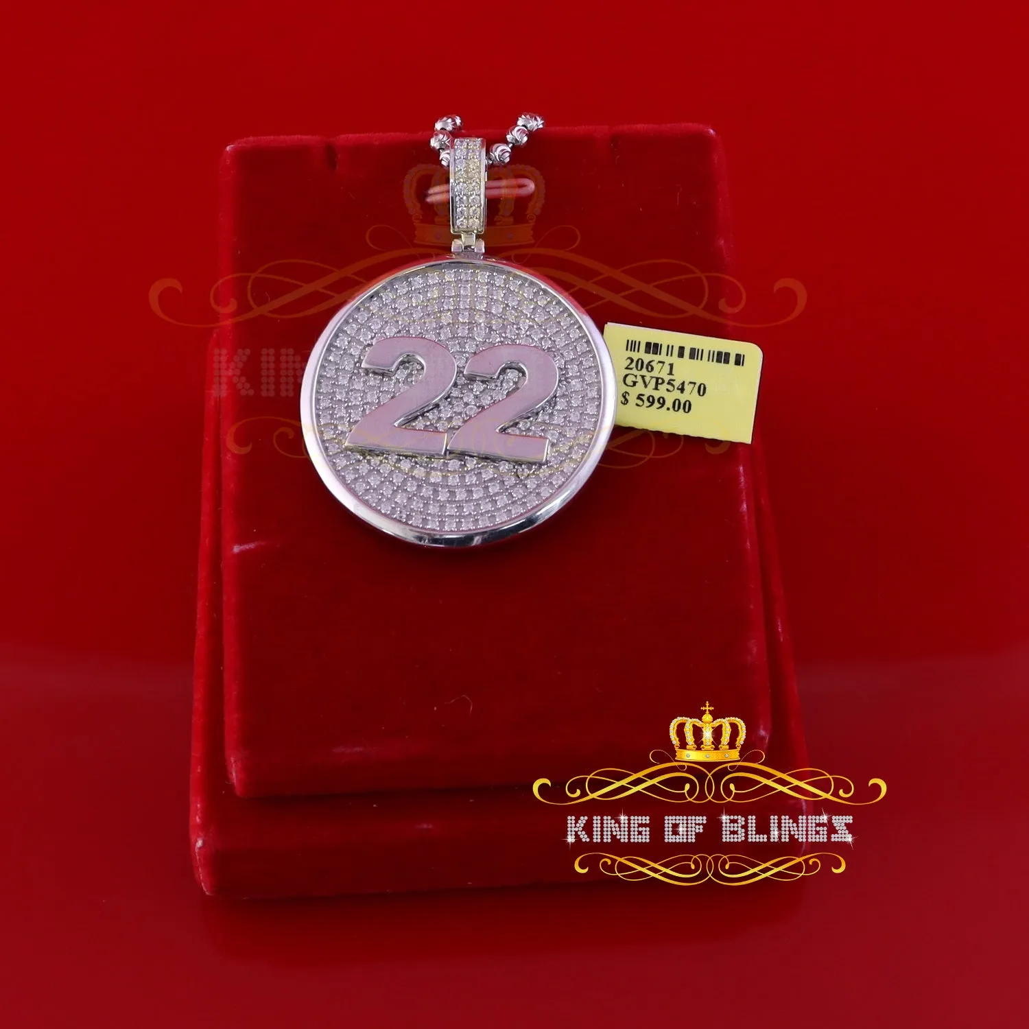 Create Custom Design in Cubic Zirconia Silver White 1.50 Round #22 Lucky Charm Pendant