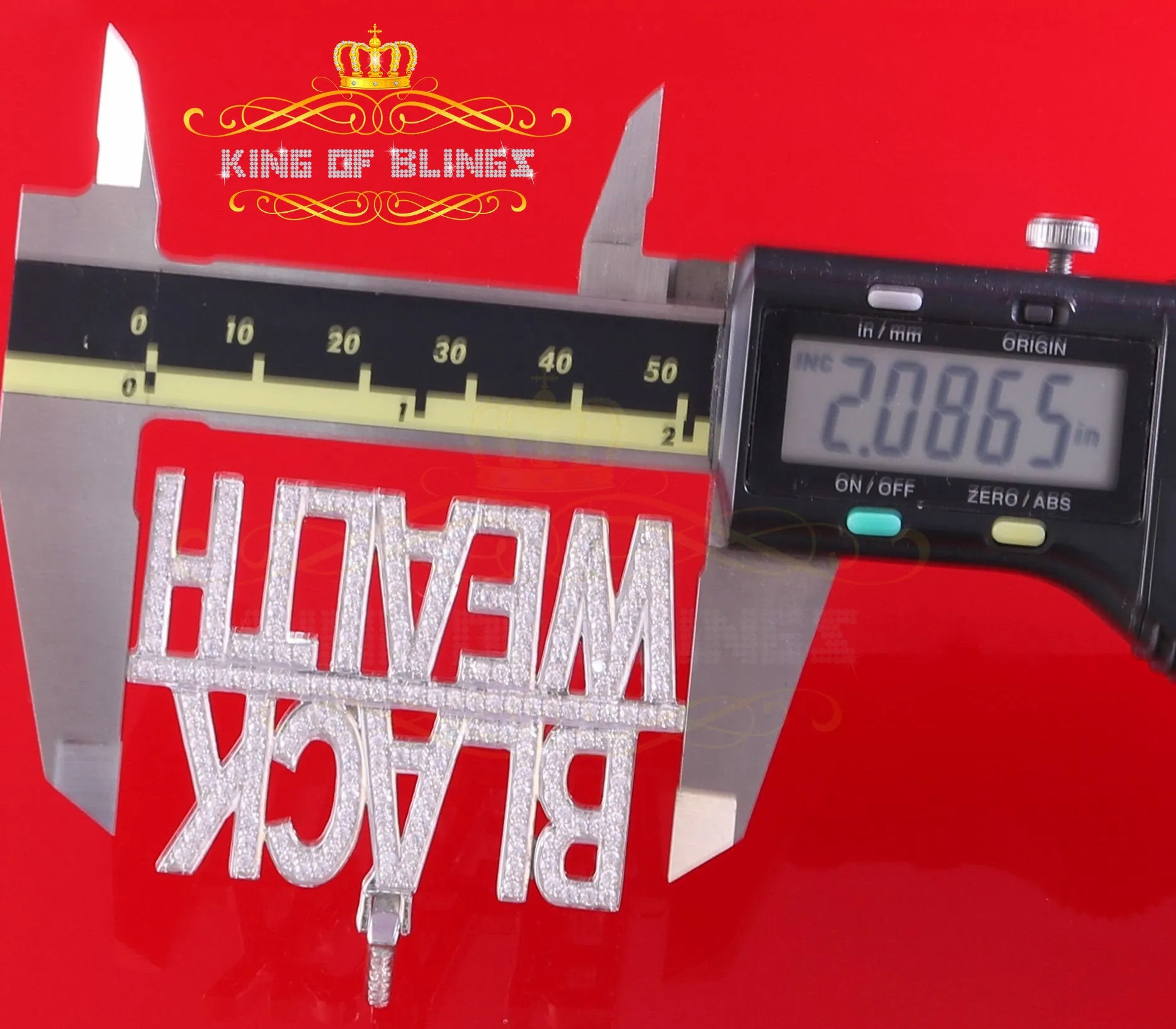 Create Your Custom design in 925 Sterling Silver 2.00inch  BLACK WEALTH 2 row Pendant with  Cubic Zirconia