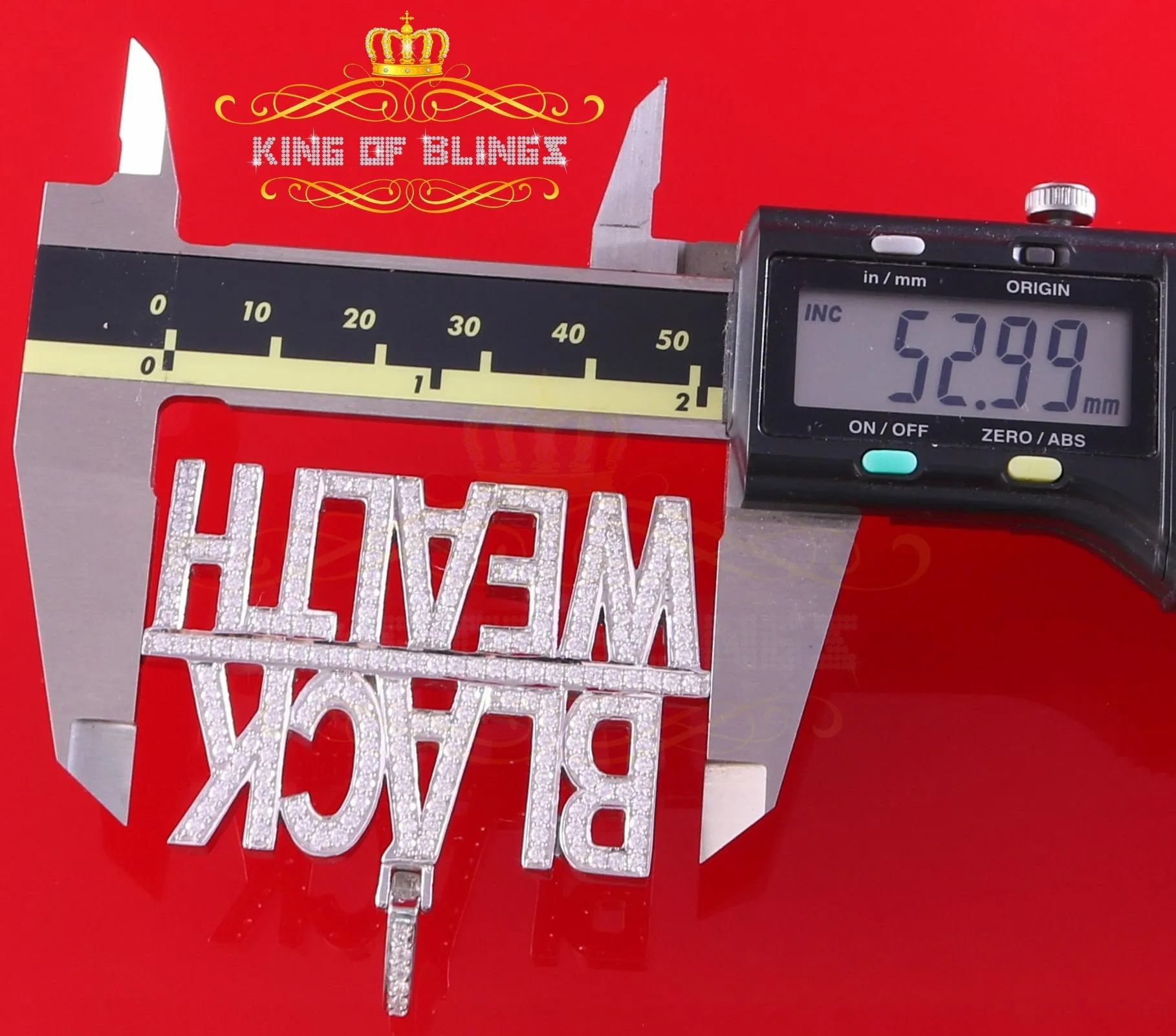 Create Your Custom design in 925 Sterling Silver 2.00inch  BLACK WEALTH 2 row Pendant with  Cubic Zirconia