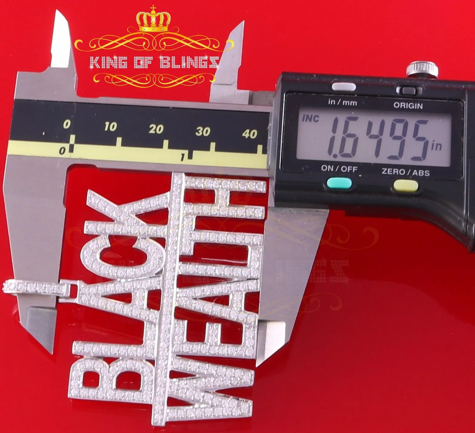 Create Your Custom design in 925 Sterling Silver 2.00inch  BLACK WEALTH 2 row Pendant with  Cubic Zirconia