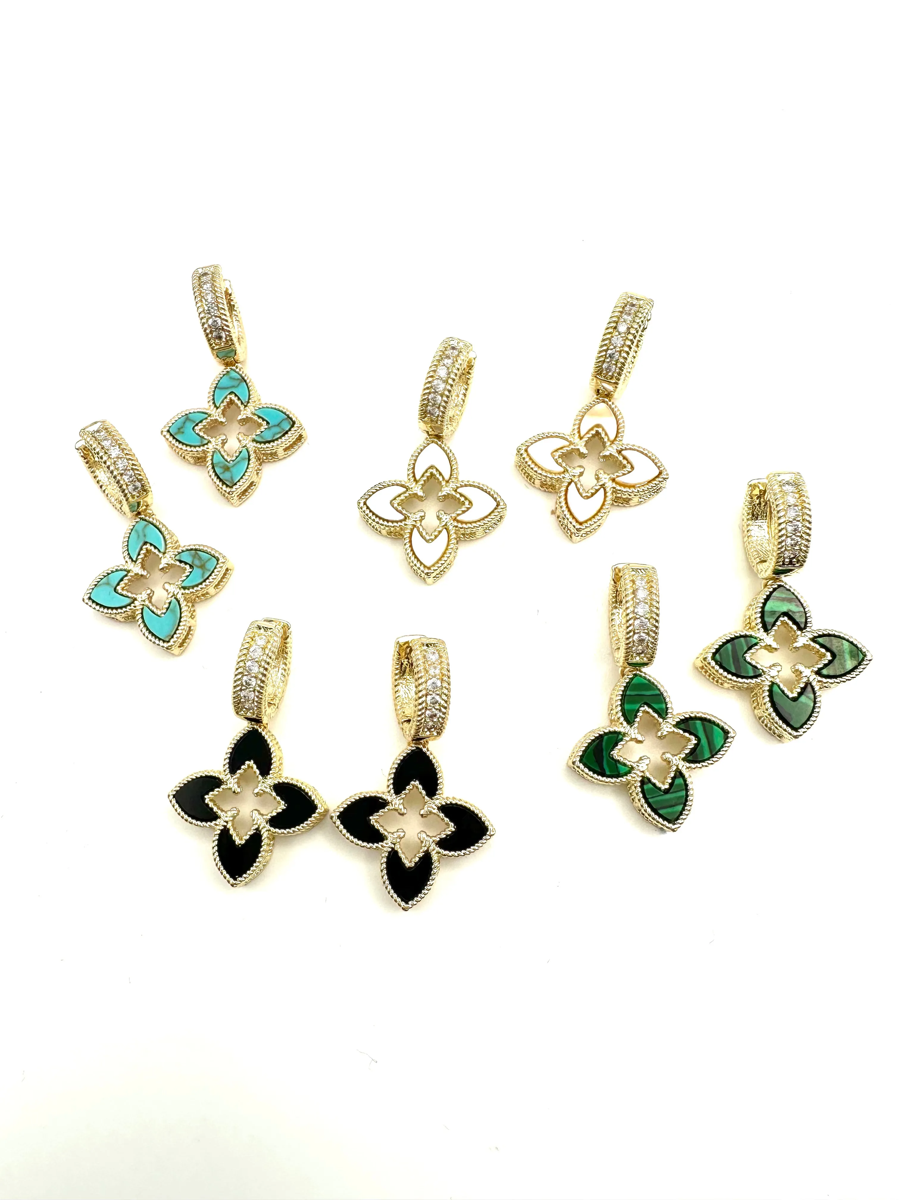 Flower Huggie with Pave Stones