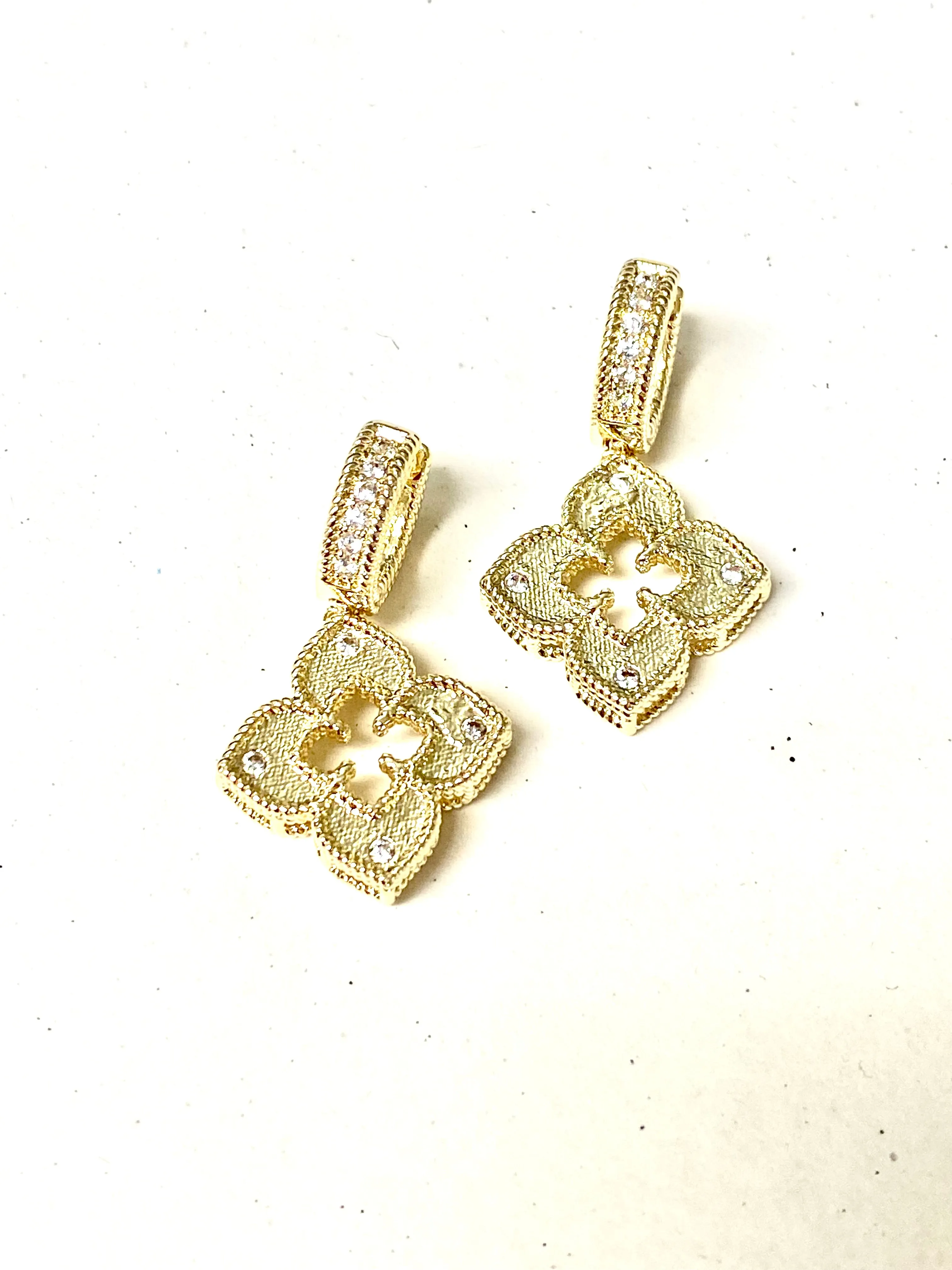 Flower Huggie with Pave Stones