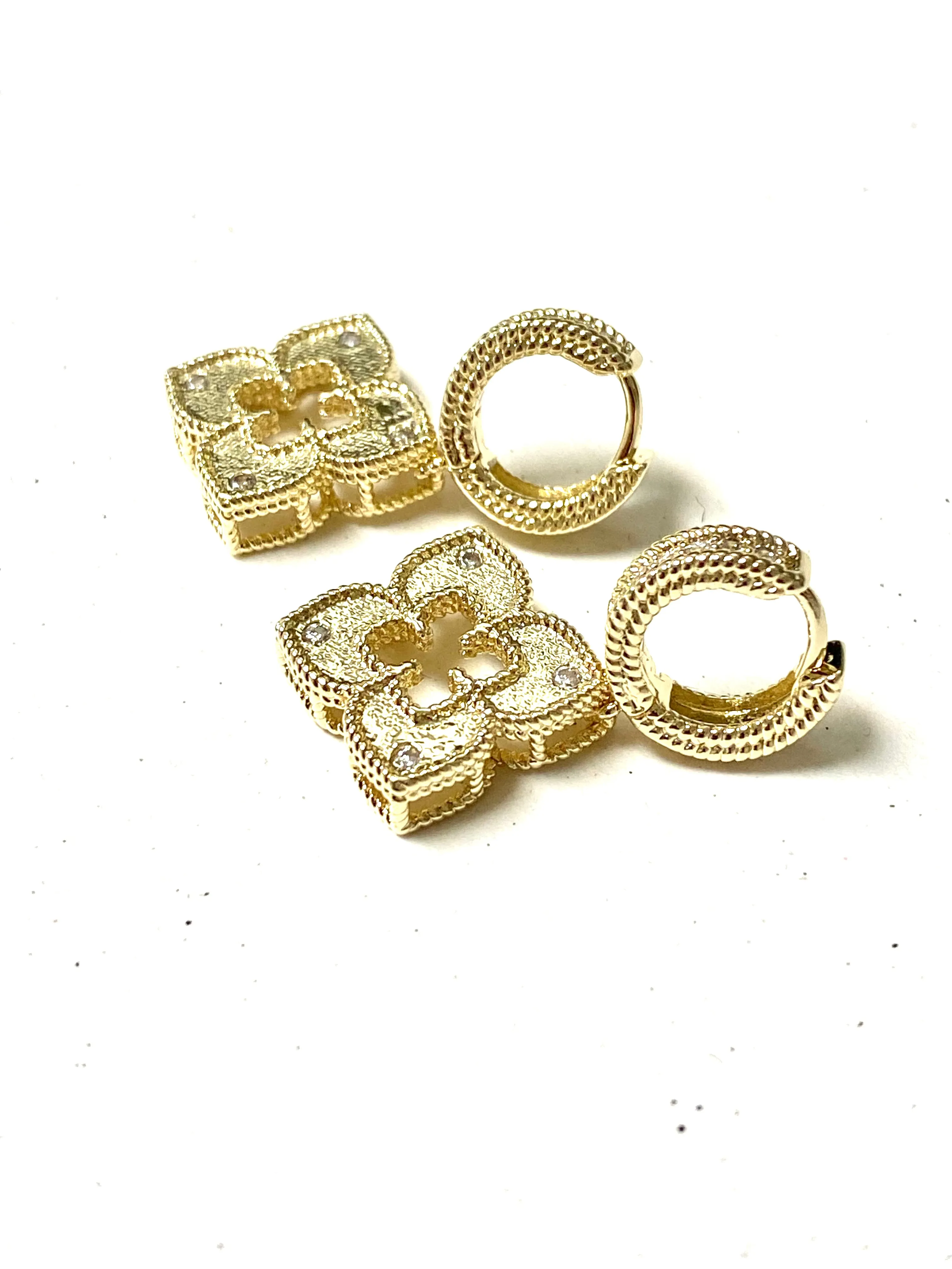 Flower Huggie with Pave Stones