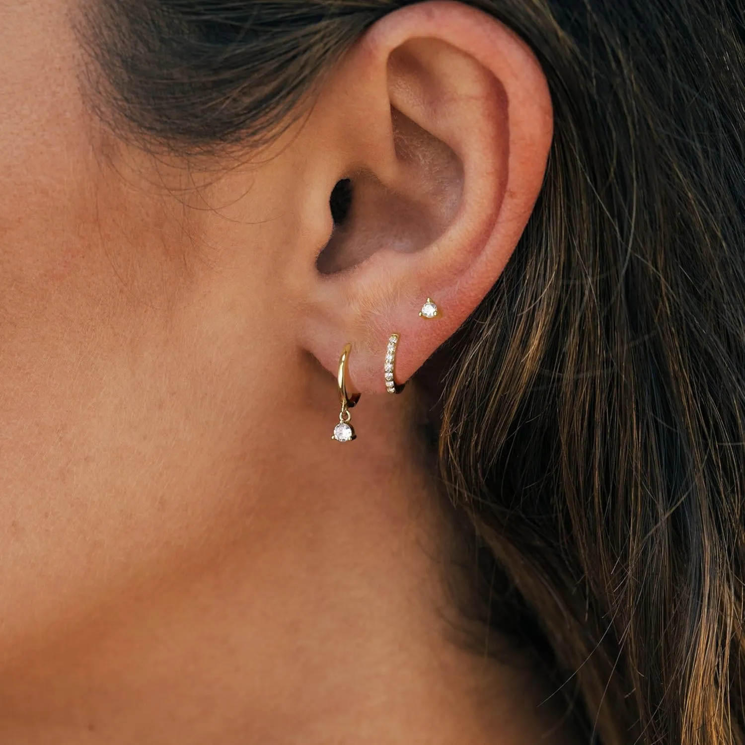 Gold Earrings Set for Women, Dainty 14k Gold/Silver Plated Hoop Earrings for Women Trendy Lightweight Multiple Piercing Huggie Earrings Hypoallergenic Small Gold Cartilage Hoop Earrings Gold Jewelry for Women