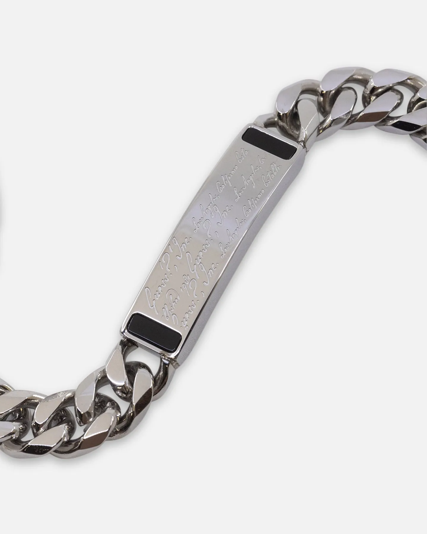 Guess Mainline 10mm Script Onix Curb Chain Braclet Multi