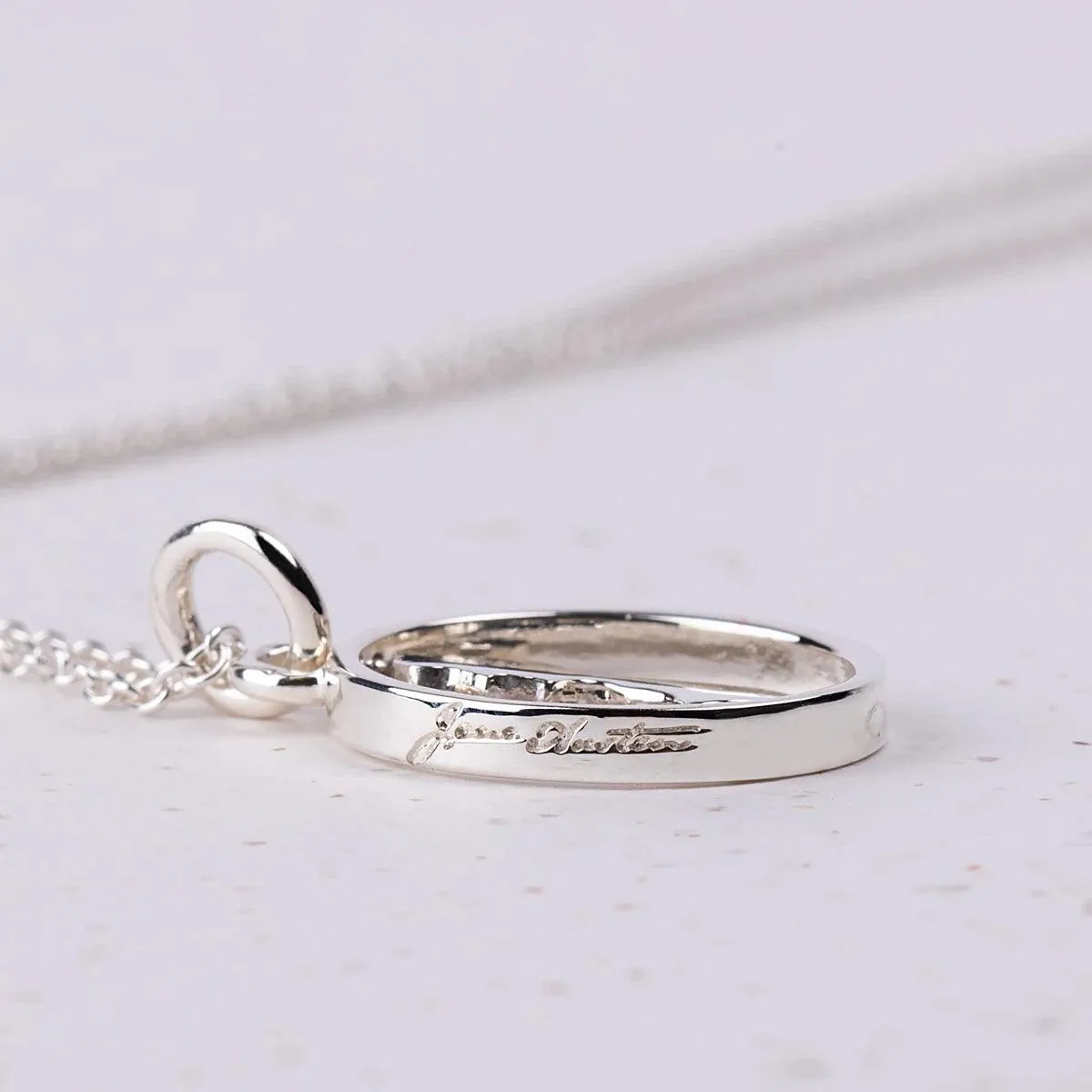 Jane Austen Silhouette Spinner Necklace in Silver