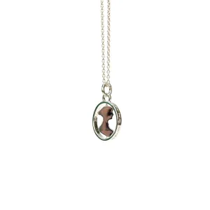 Jane Austen Silhouette Spinner Necklace in Silver
