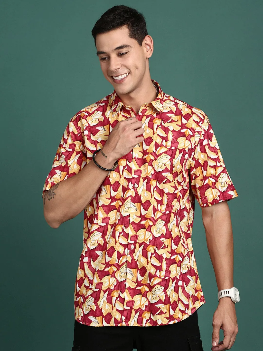 Men Multi Abstract Slim Fit Shirt