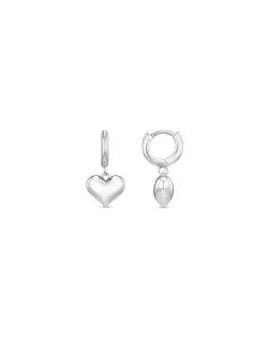 ORELIA - Silver Domed Heart Charm Huggies