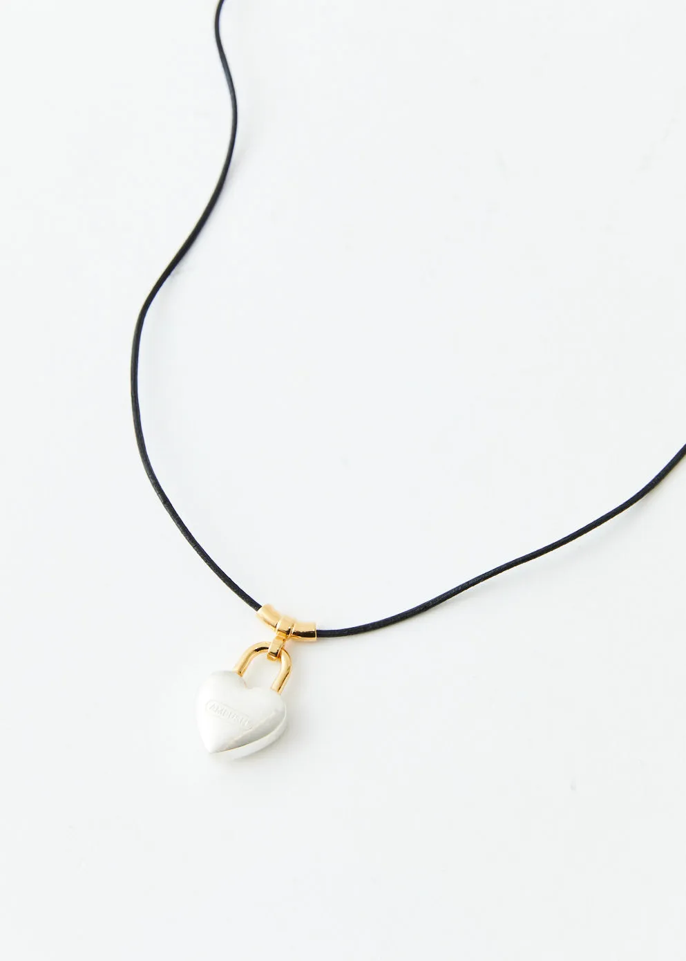S Heart Padlock Charm Necklace
