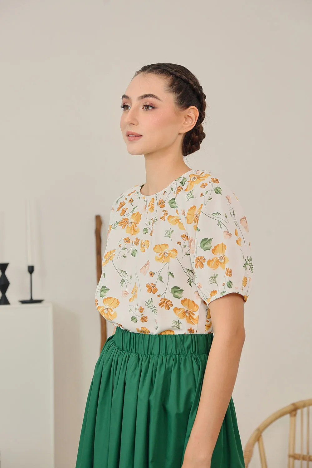Safiya Floral Print Blouse in Sunshine Blossom