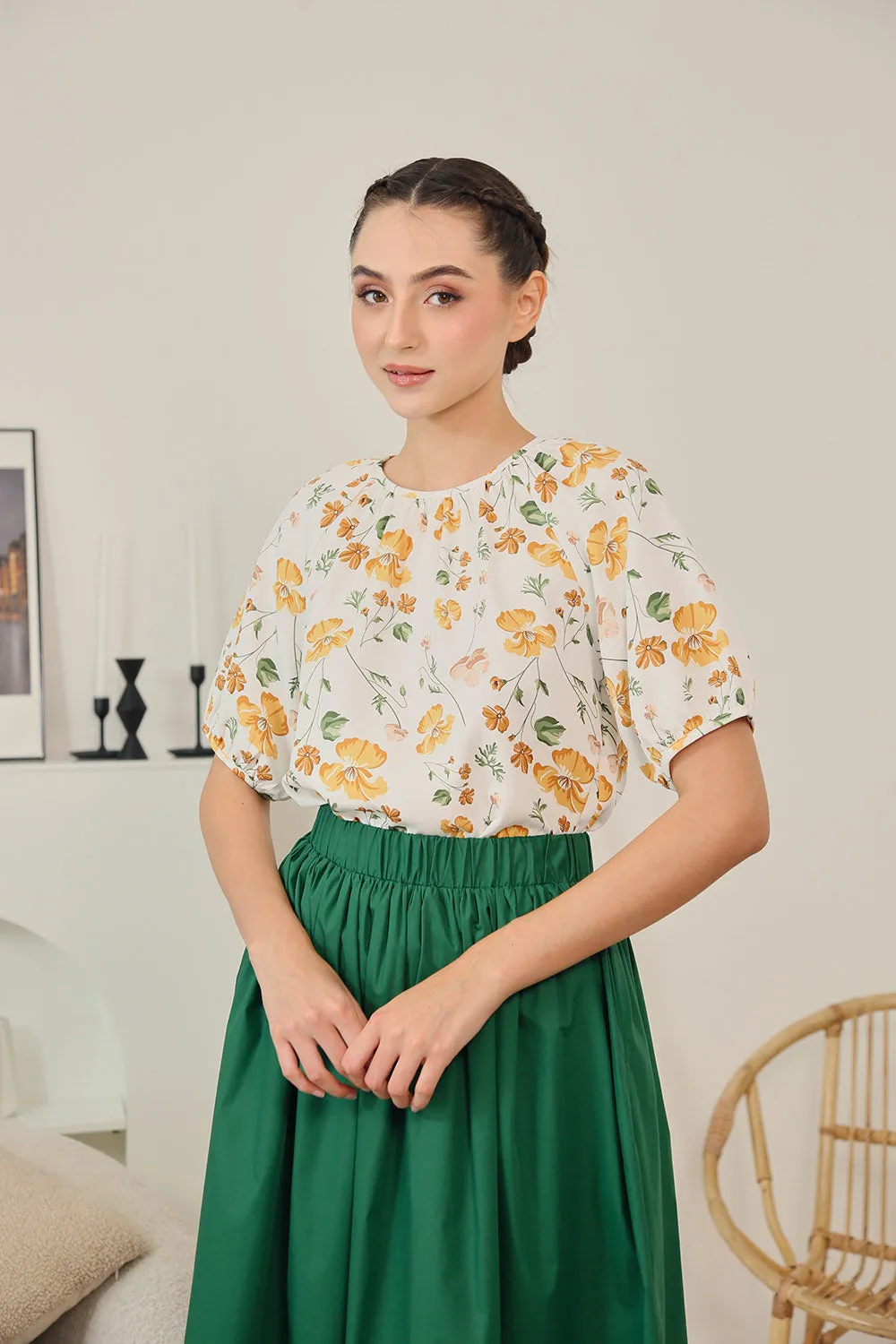 Safiya Floral Print Blouse in Sunshine Blossom