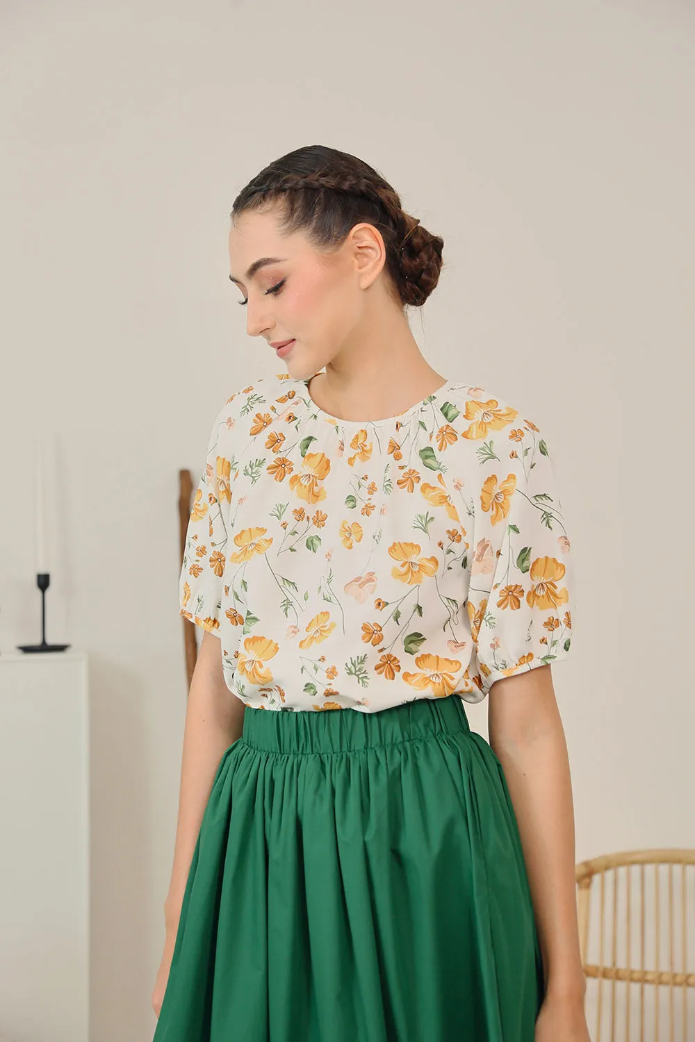 Safiya Floral Print Blouse in Sunshine Blossom
