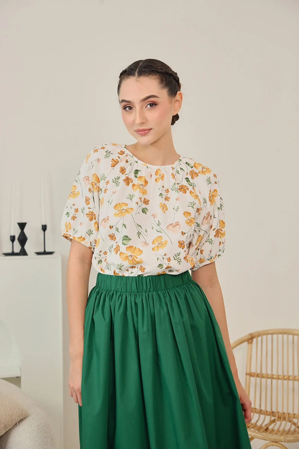Safiya Floral Print Blouse in Sunshine Blossom